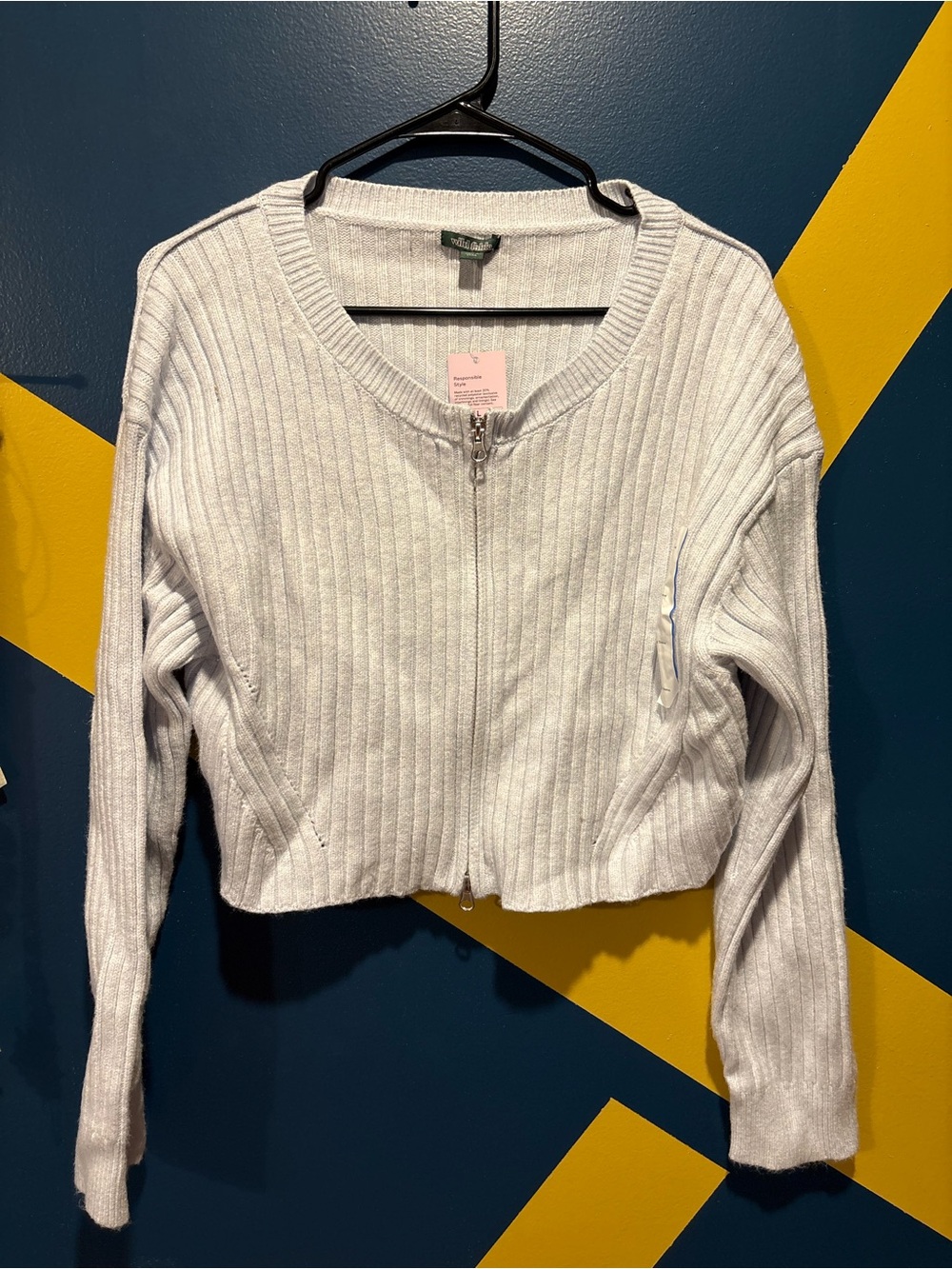 Wild Fable Ice Blue Ribbed Soft Touch Cropped Cardigan NWT